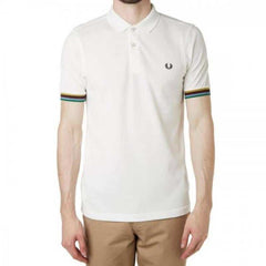 Fred Perry White Embroidery Work Premium Polo T-Shirt