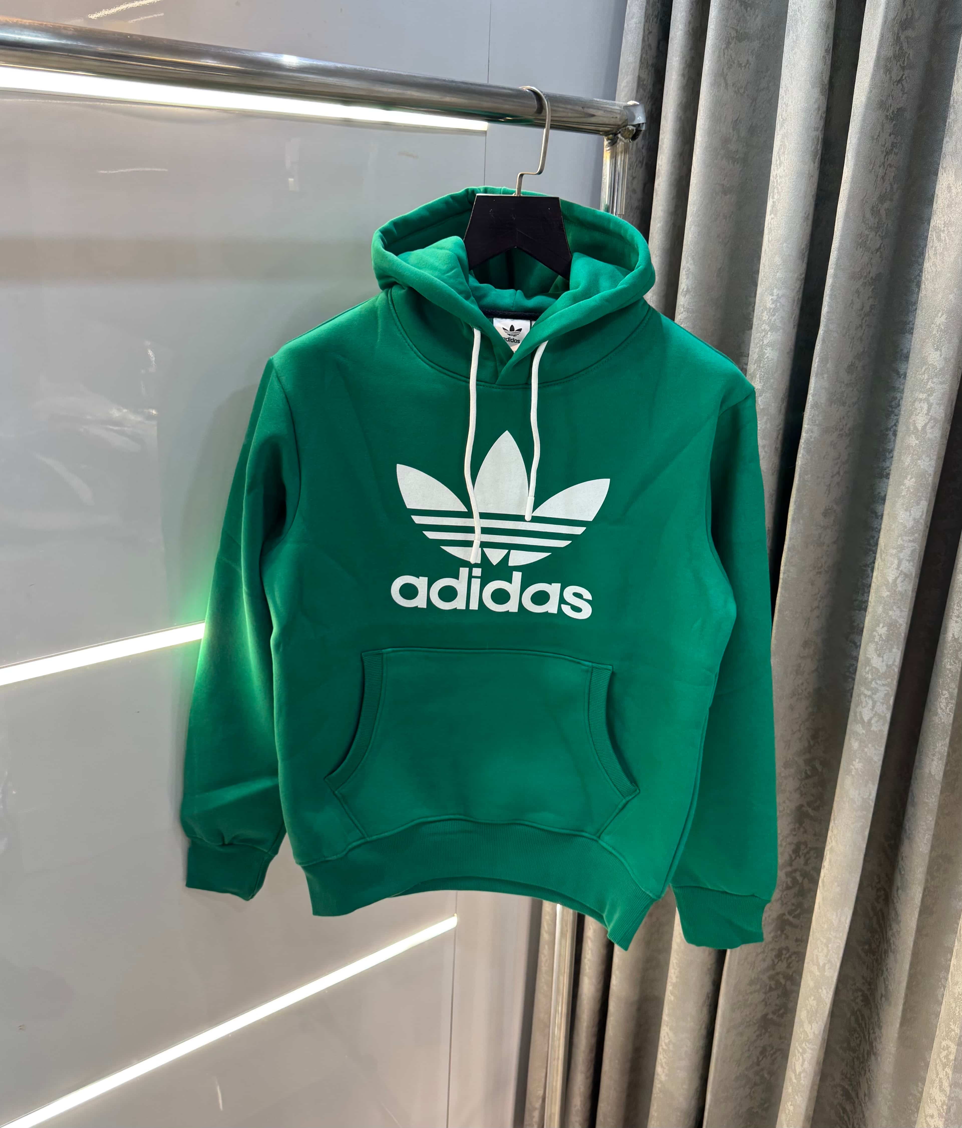 Adida s Green Logo Print Premium Classic Hoodie