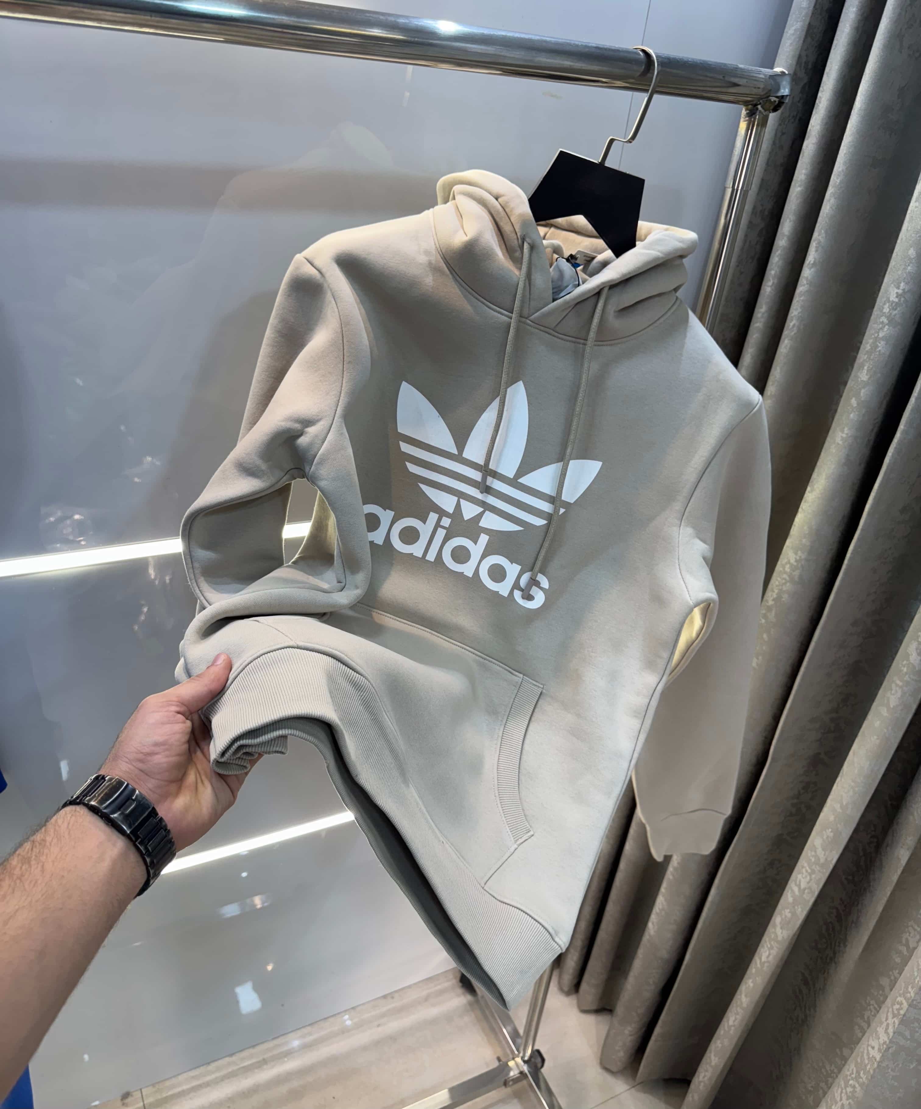 Adida s Cream Logo Print Premium Classic Hoodie