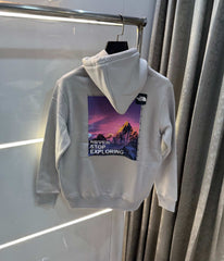 The  North Face Grey Printed Imported Hoodie