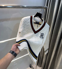 Ralph  Lauren White Embroidery Logo Imported Knitted Pull Over