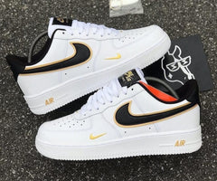 Nike Airforce 1 Low 07 LV8 Double Swoosh WHITE METALLIC GOLD