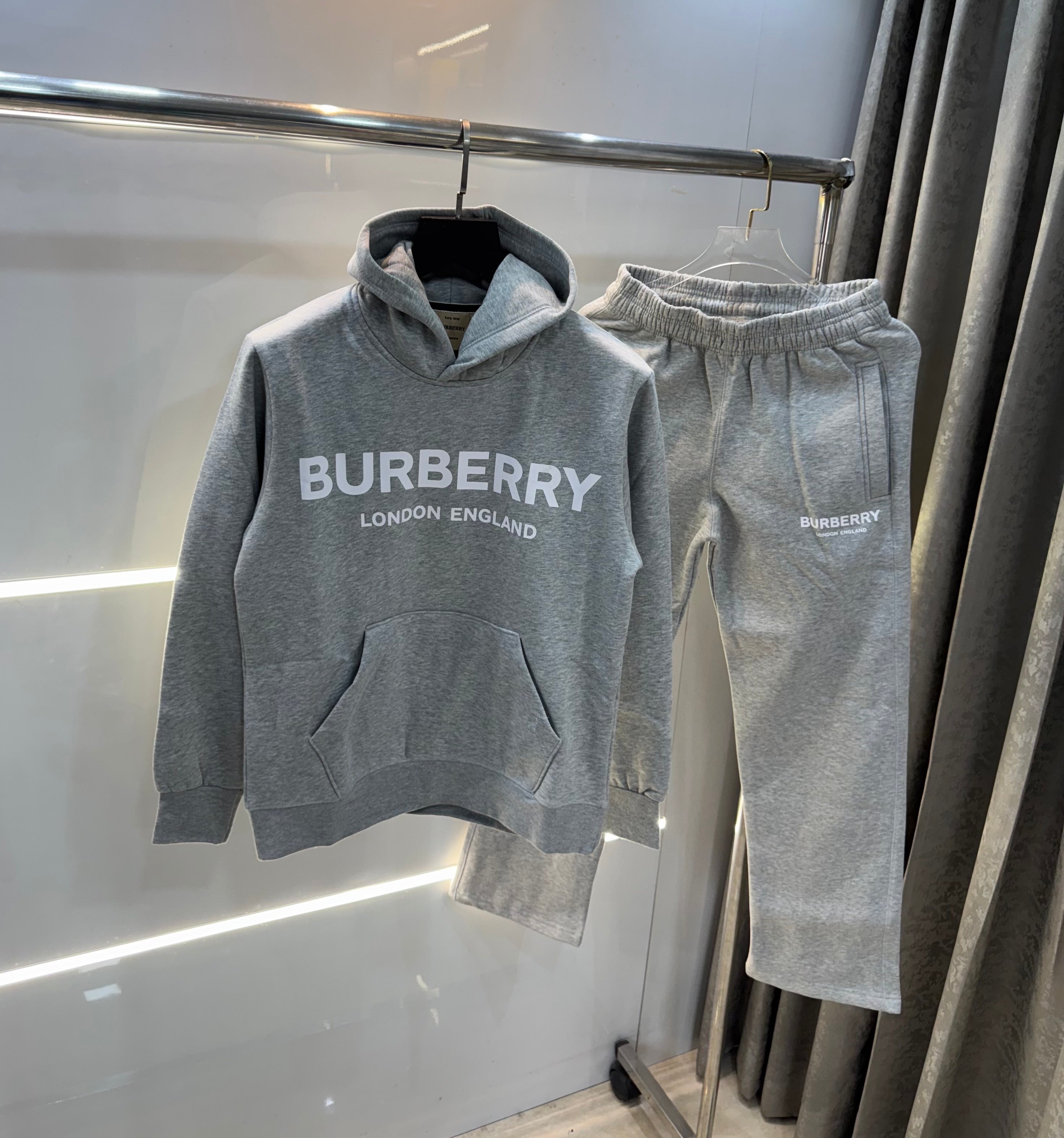 Burberr y Grey Logo Print Imported Tracksuit
