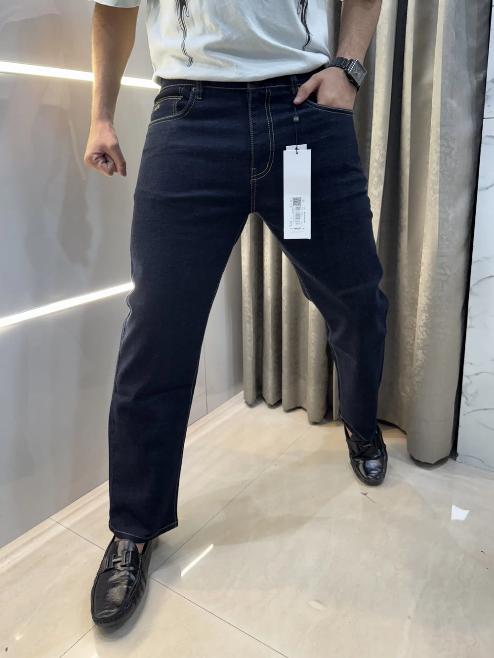 Arman i EXchang e Navy Blue Raw Wash Imported Denim
