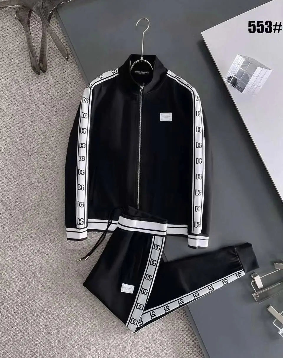 Dolce& Gabbana Black  Embroidery Logo Imported Tracksuit With Brand Carry Bag
