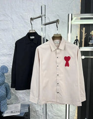 Ami Paris Cream Embroidery Logo Imported Shirt