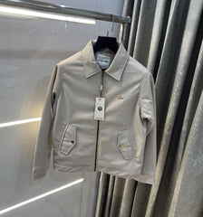 Lacost e Cream Back Work Imported Leather Jacket