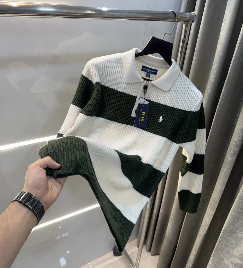 Ralph  Lauren Bottle Green Imported Knitted Pull Over