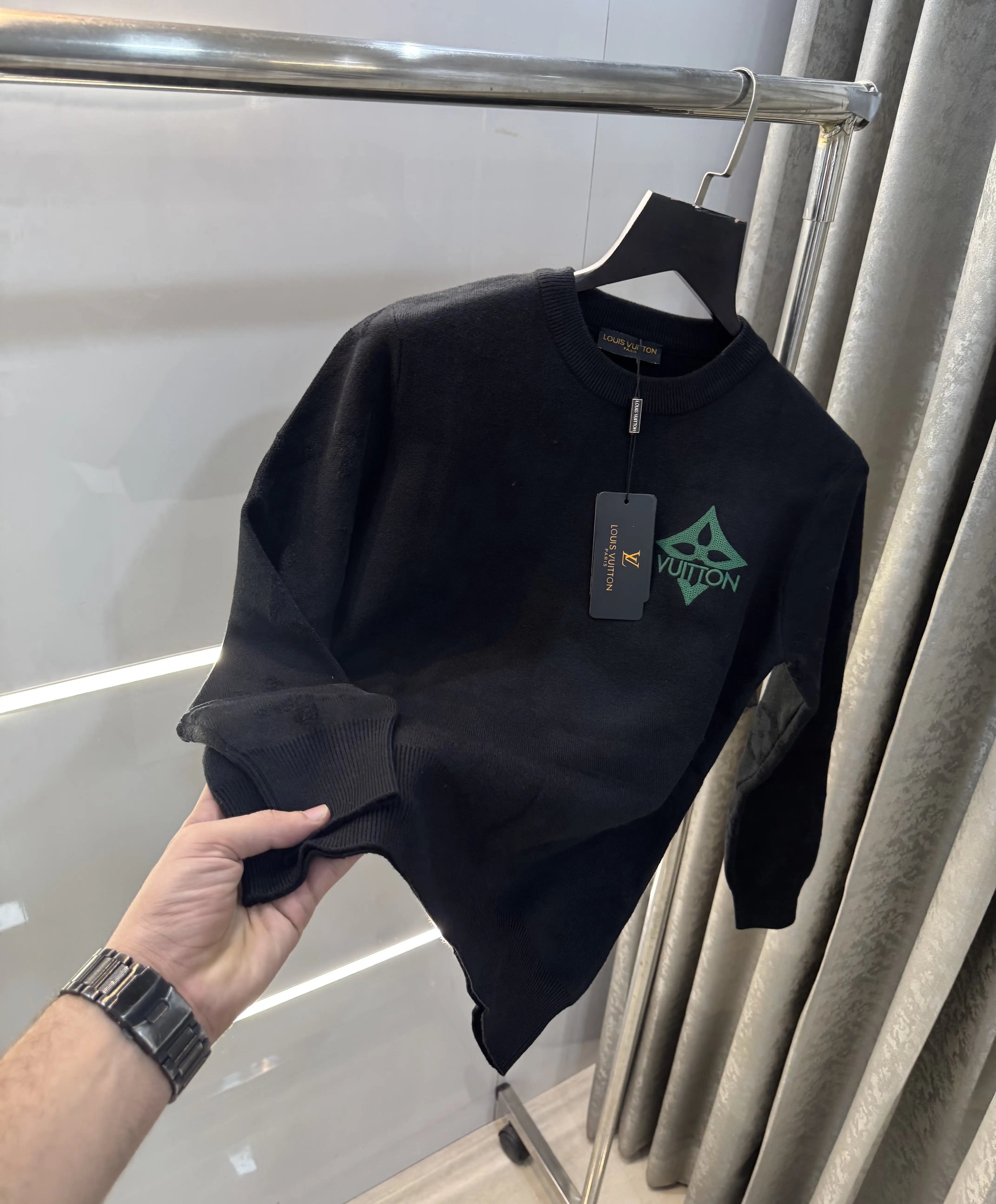 Louis  Vuitton Black Imported Knitted Pull Over