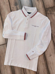 Tomm y Hilfiger White Logo Work Premium Full Sleeve Polo T-Shirt