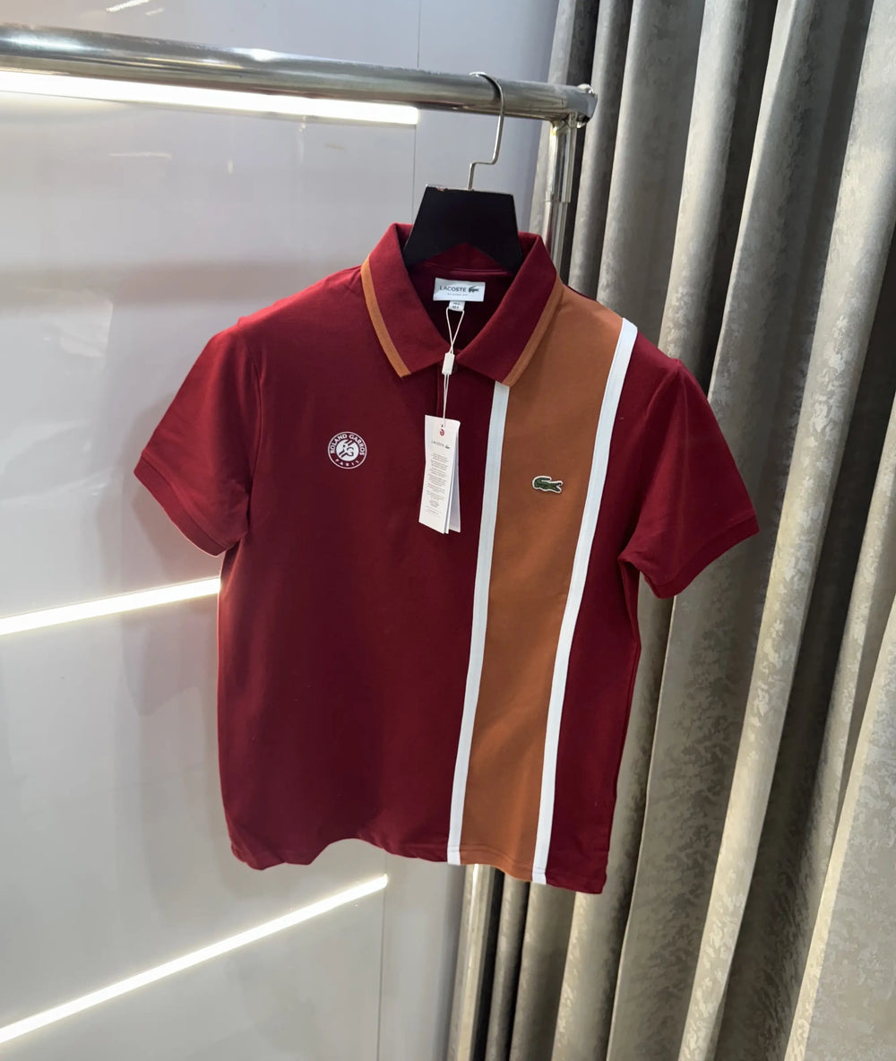 Lacost e Maroon Logo Work Premium Polo T-Shirt