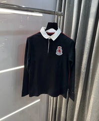 Tomm y Hilfiger Black Logo Work Premium Full Sleeve Polo T-Shirt