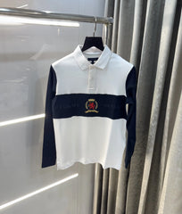 Tomm y Hilfiger White Logo Work Premium Full Sleeve Polo T-Shirt