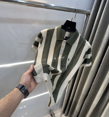 Ralph  Lauren Olive Green Premium Knitted Polo T-Shirt