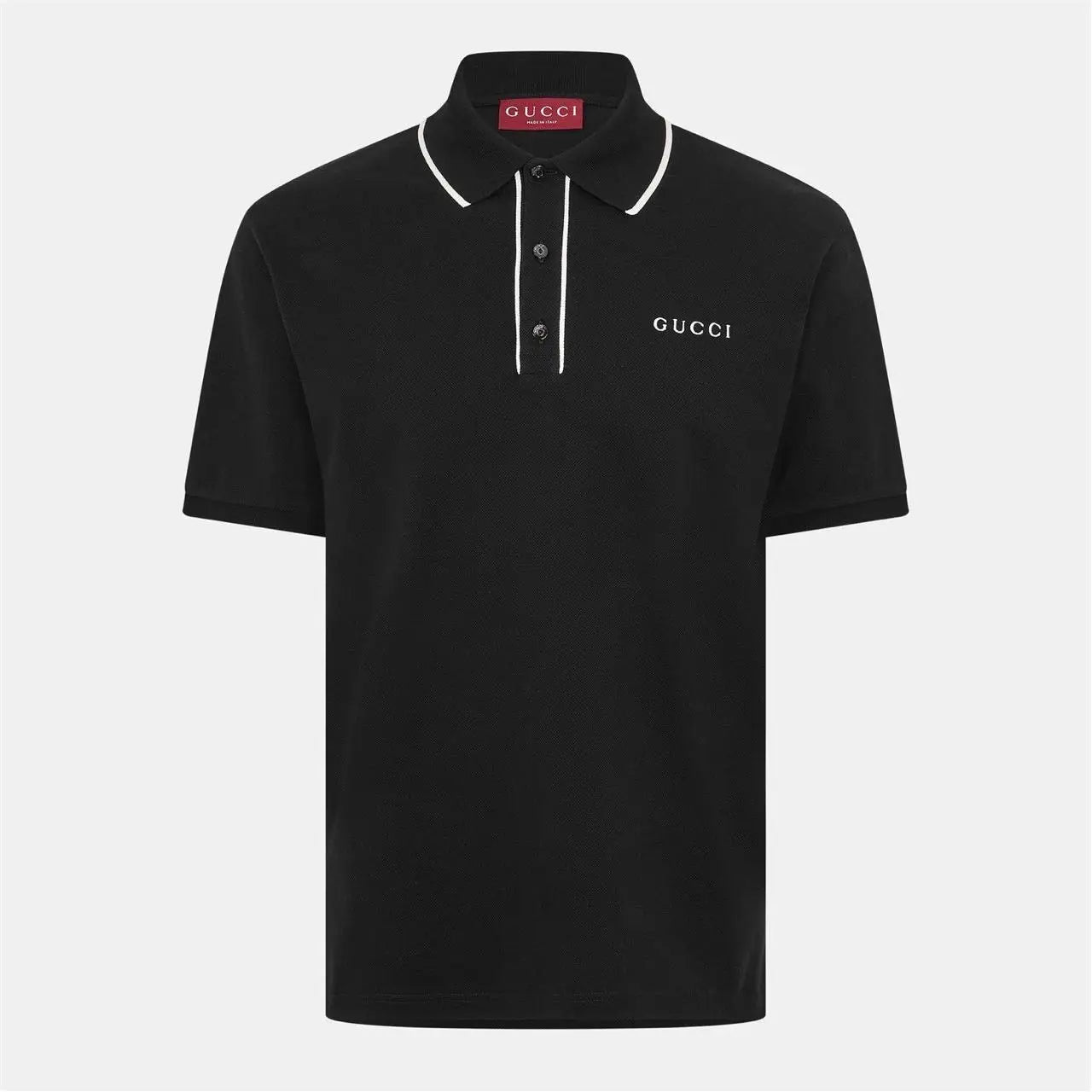 Gucc i Black Logo Work Imported Polo T-Shirt