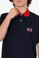 Gucc i Navy Blue Logo Work Imported Polo T-Shirt