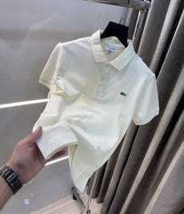 Lacost e Cream Embroidery Logo Premium Polo T-Shirt