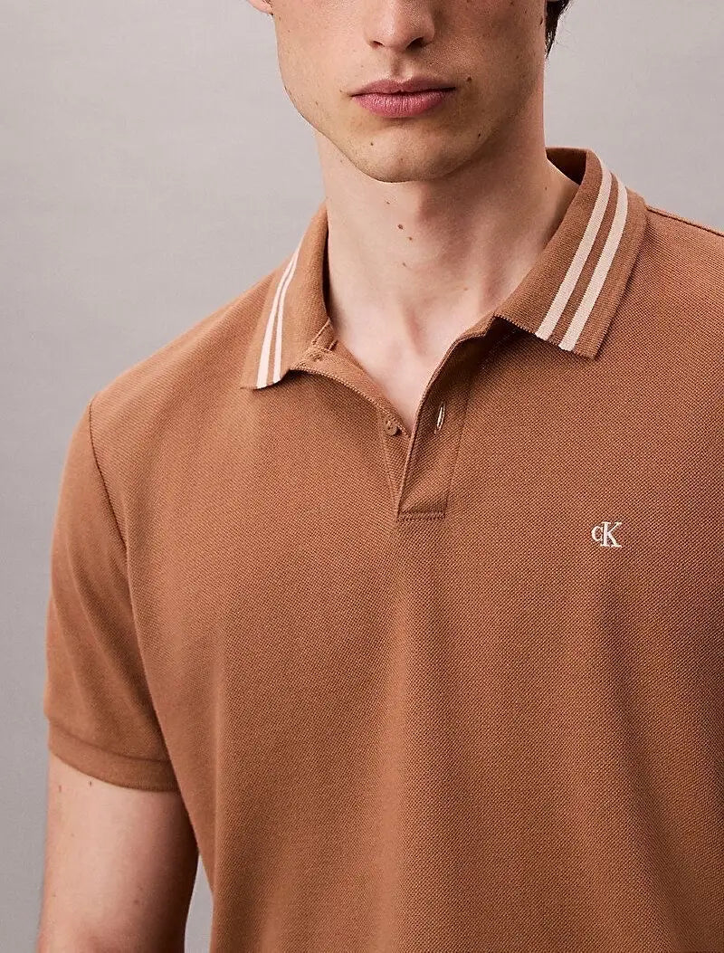 Calvin  Klein Brown Embroidery Logo Premium Polo T-Shirt