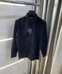 Ralph  Lauren Black Embroidry Logo Premium Cord Shirt