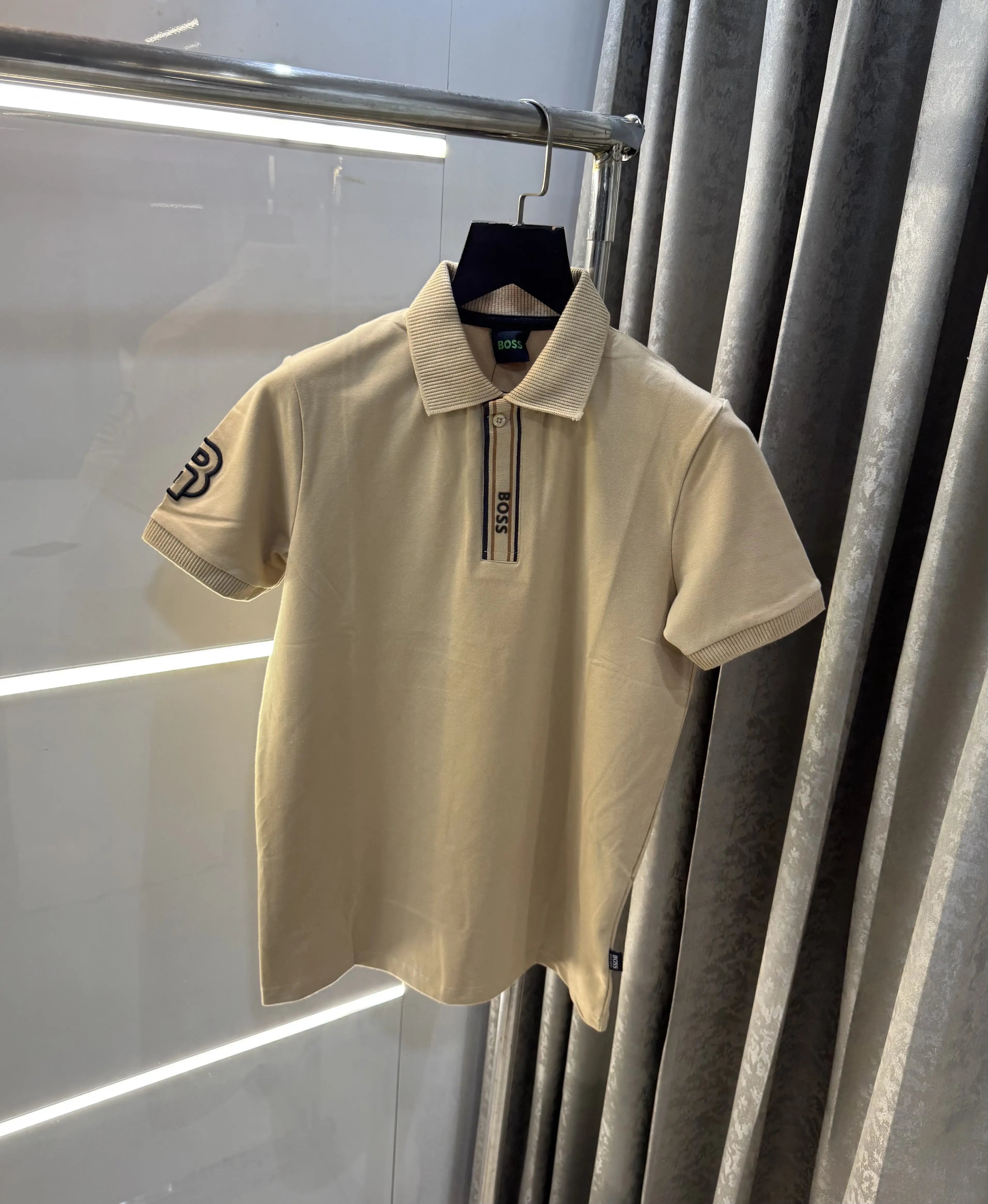 Hugo  Boss Beige Logo Work Premium Polo T-Shirt