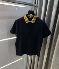 Ver_5ace Couture Black Logo Work Imported Polo T-Shirt