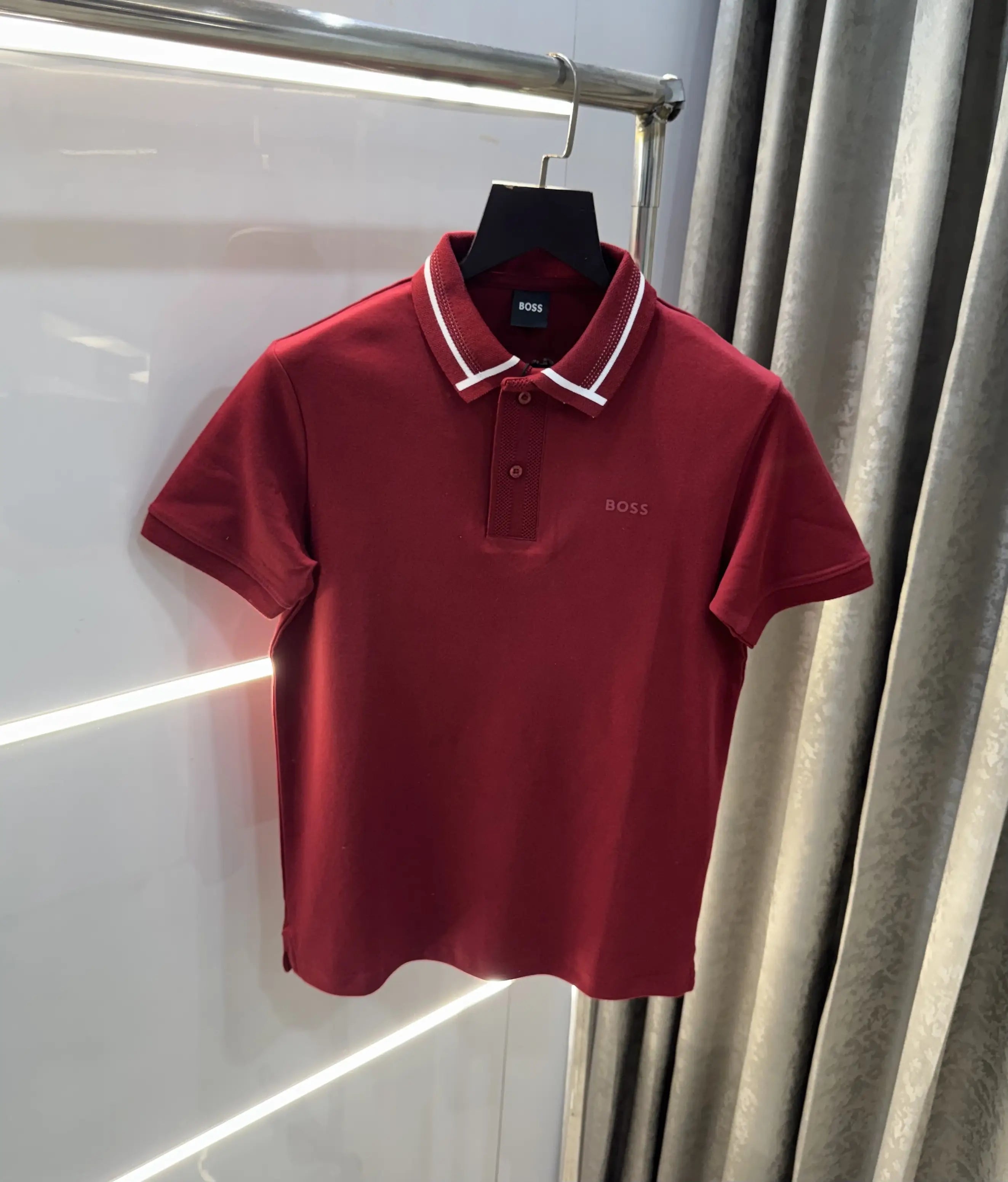 Hugo Boss Maroon Premium Polo T-Shirt