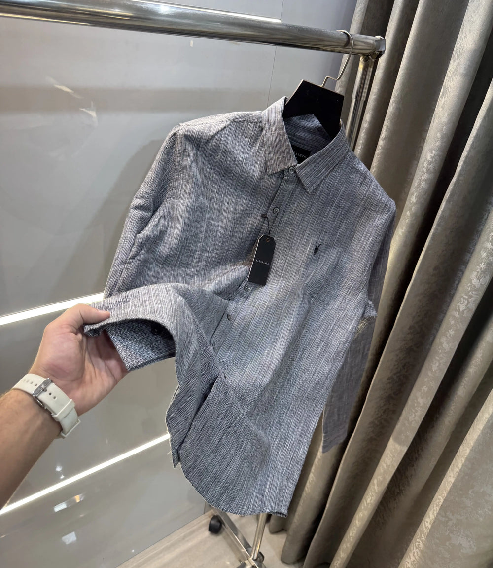 All Saints Grey Premium Linen Shirt