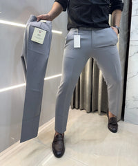 Gant Light Grey Premium Imported Belt Strech Trouser