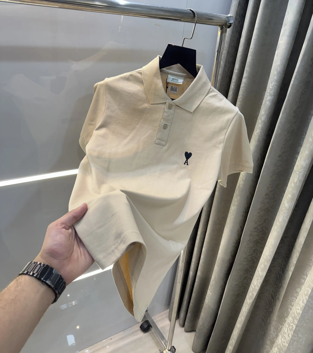 Ami paris Cream Logo Work Premium Imported T-Shirt