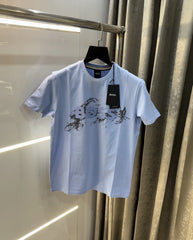 Hugo Boss Sky Blue Logo Print Premium T-Shirt