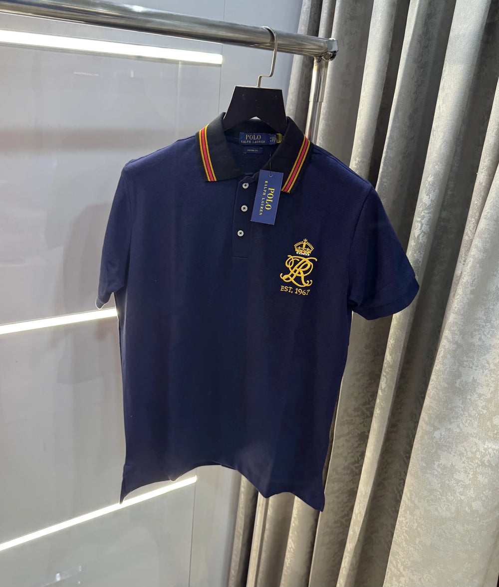 Ralph Lauren Blue Embroidery Logo Premium Polo T-Shirt