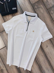 Calvin Klein White Logo Work Premium Polo T-Shirt