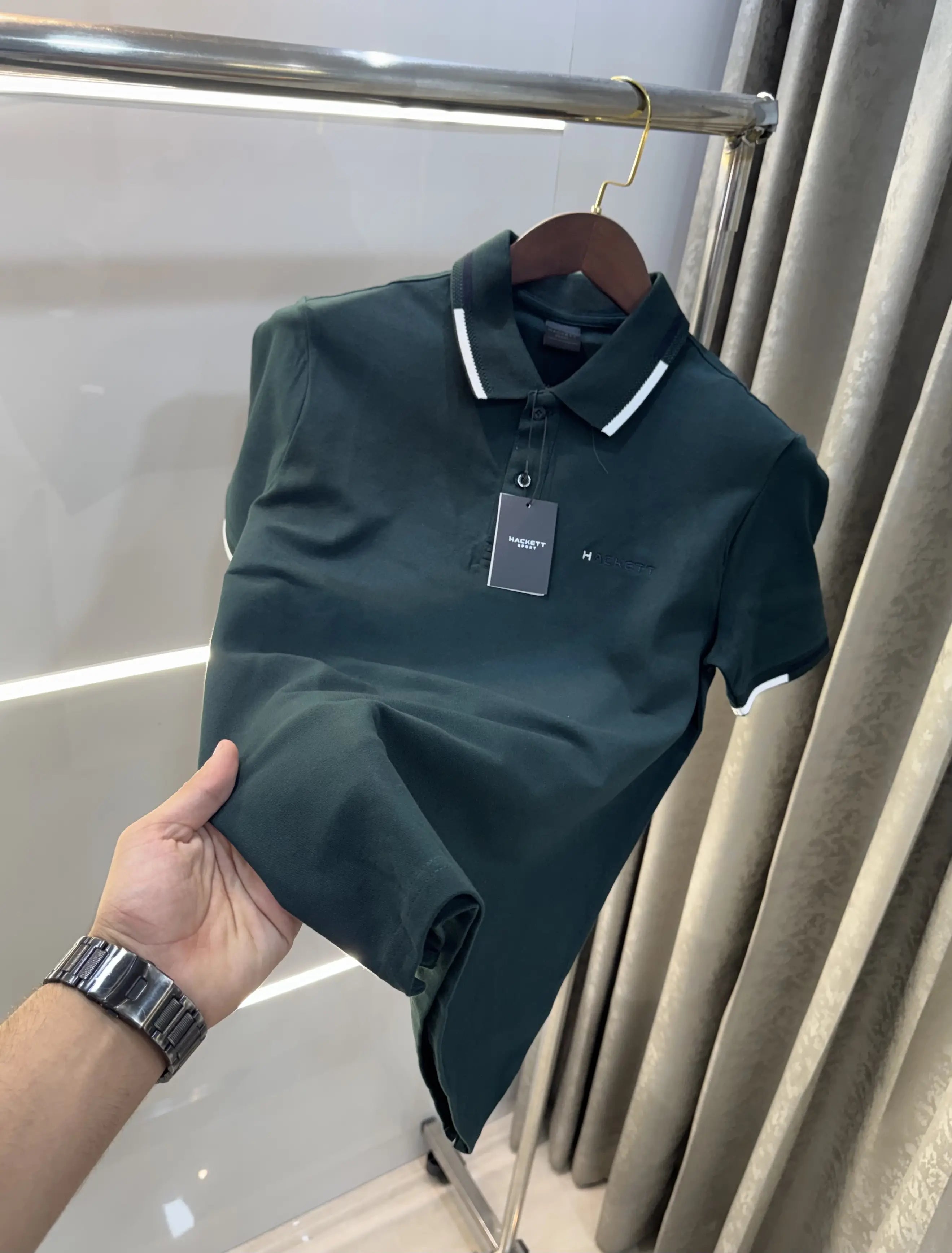 Hacket Bottle Green Logo Work Premium Polo T-Shirt