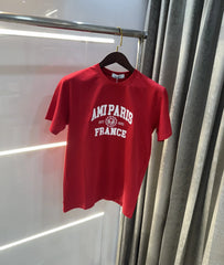 Ami Paris Red Embroidery Logo Premium T-Shirt
