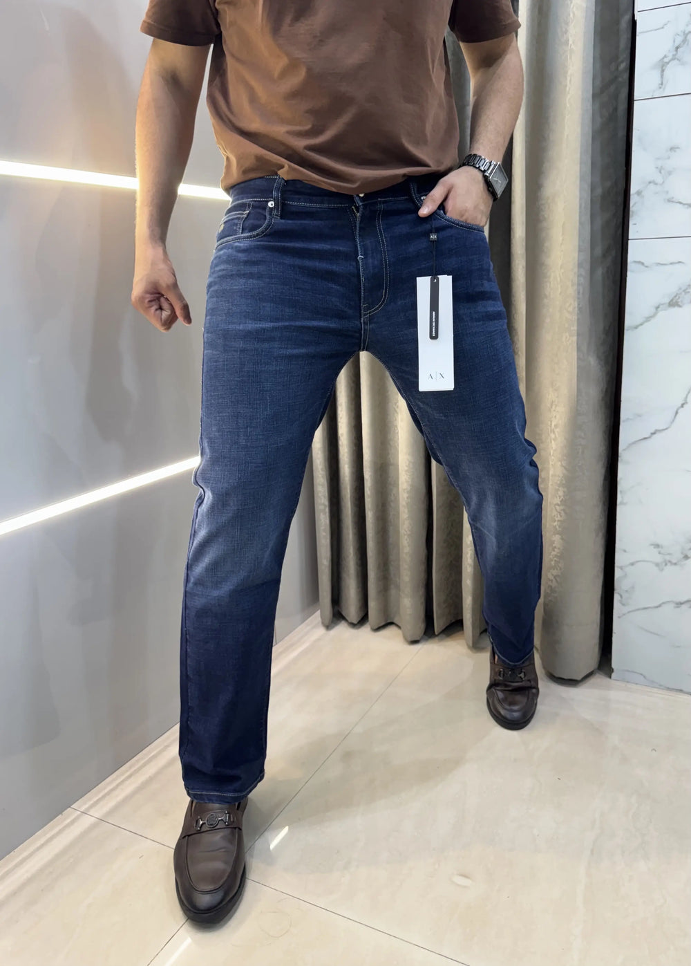 Armani Exchange Blue Imported Hyperflex Denim