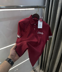 Moncler Maroon Logo Work Premium Polo T-shirt