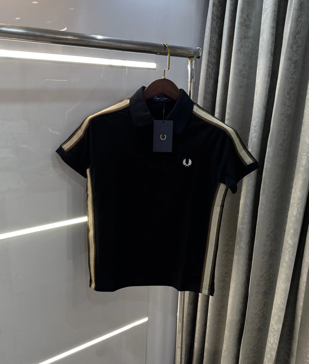 Fredperry Black Embroidery Logo Premium Polo T-Shirt
