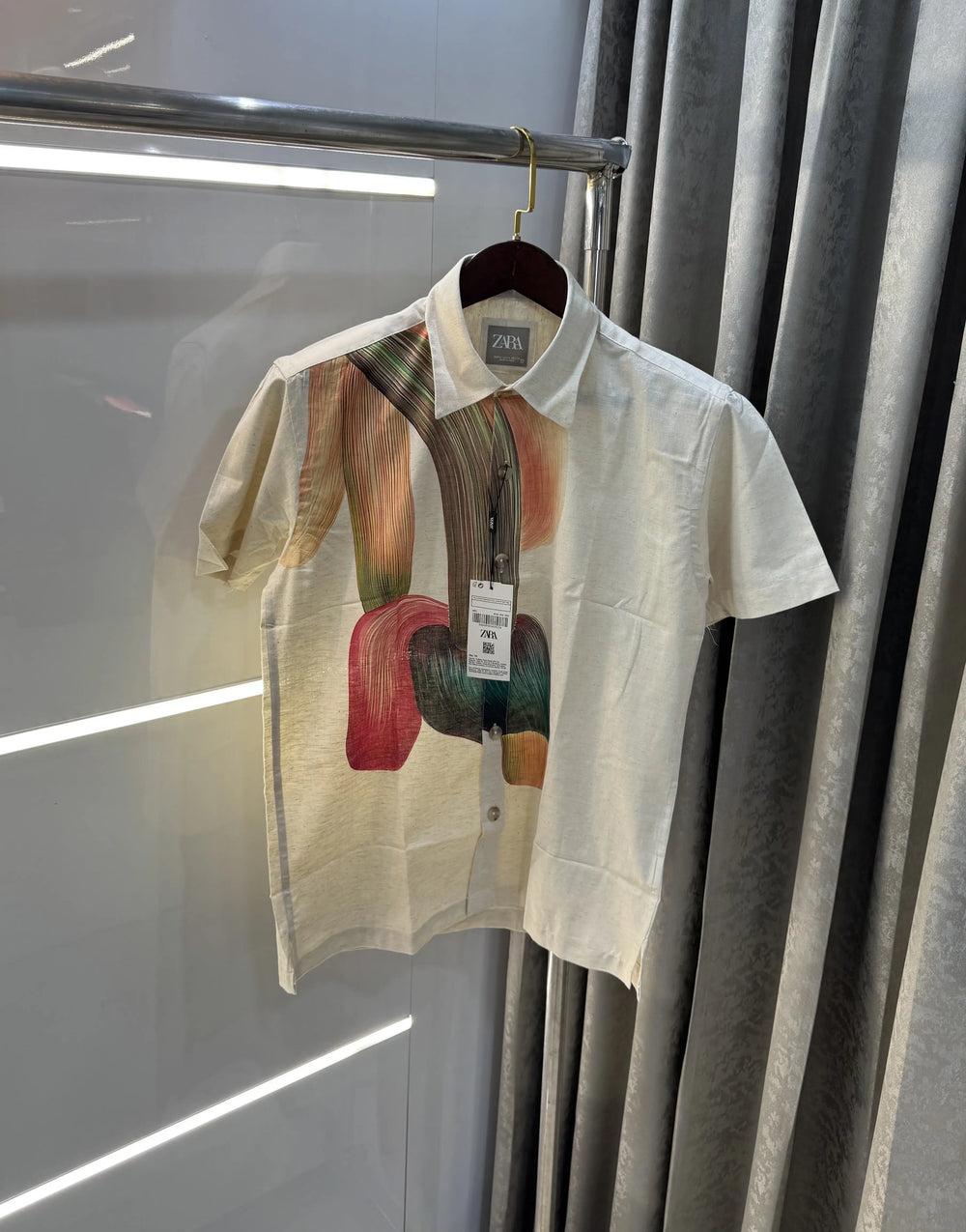 Zara Beige Orange 1 Premium Linen Shirt
