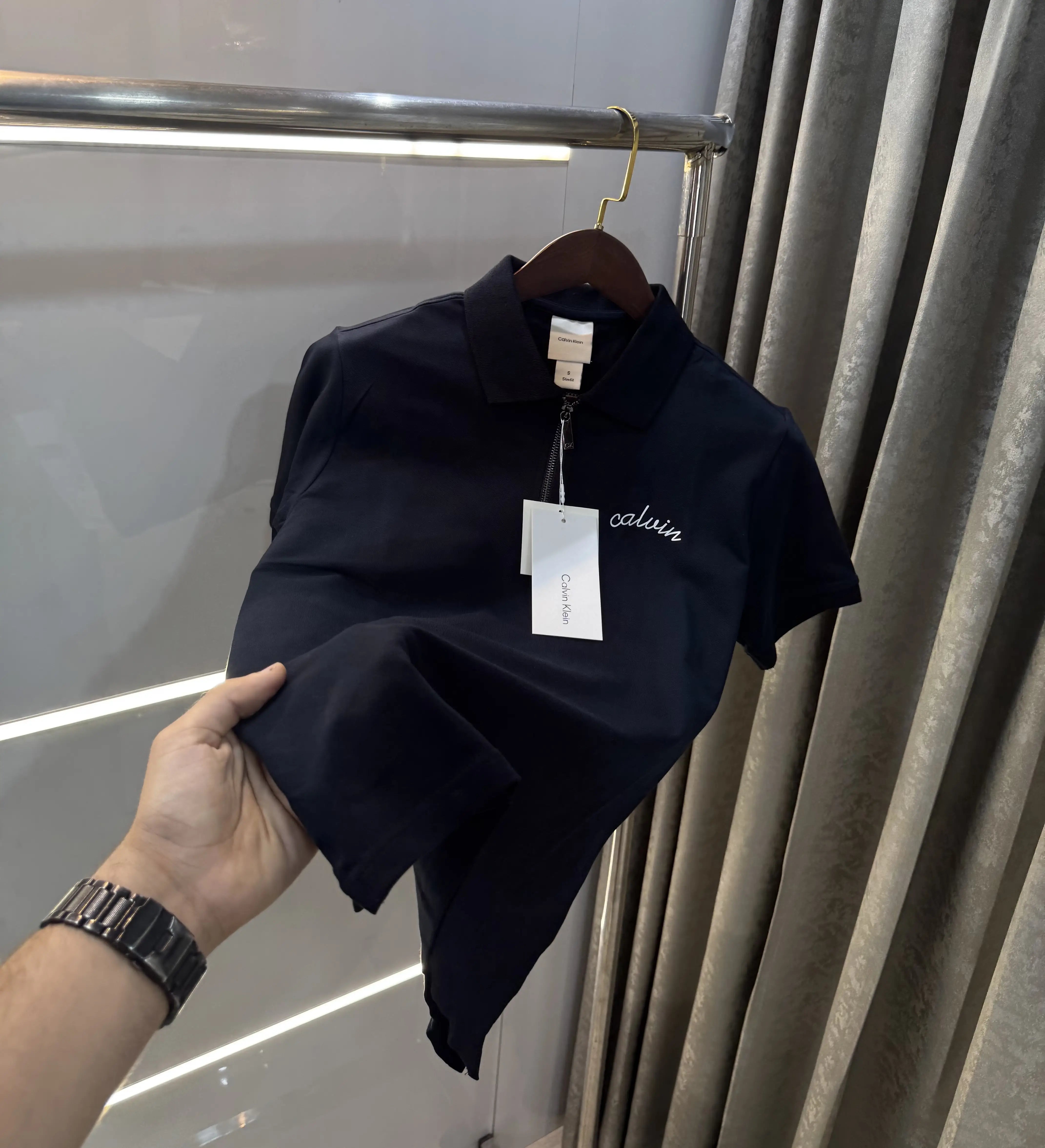 Calvin Klein Navy Blue Logo Work Premium Polo T-Shirt