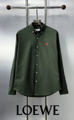 Loewe Dark Olive Embroidery Logo Shirt With Premium Box Packing