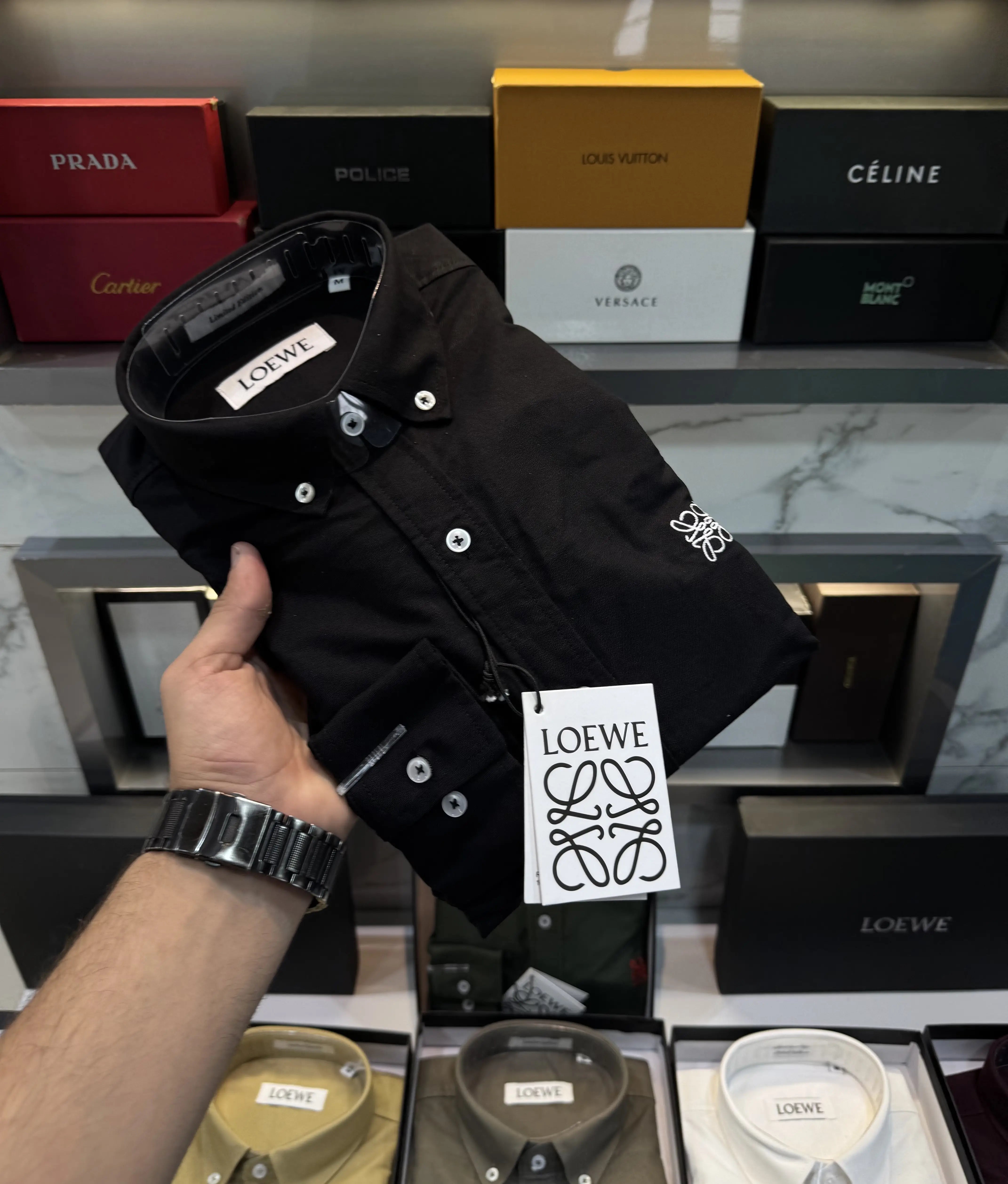 Loewe Black Embroidery Logo Shirt With Premium Box Packing