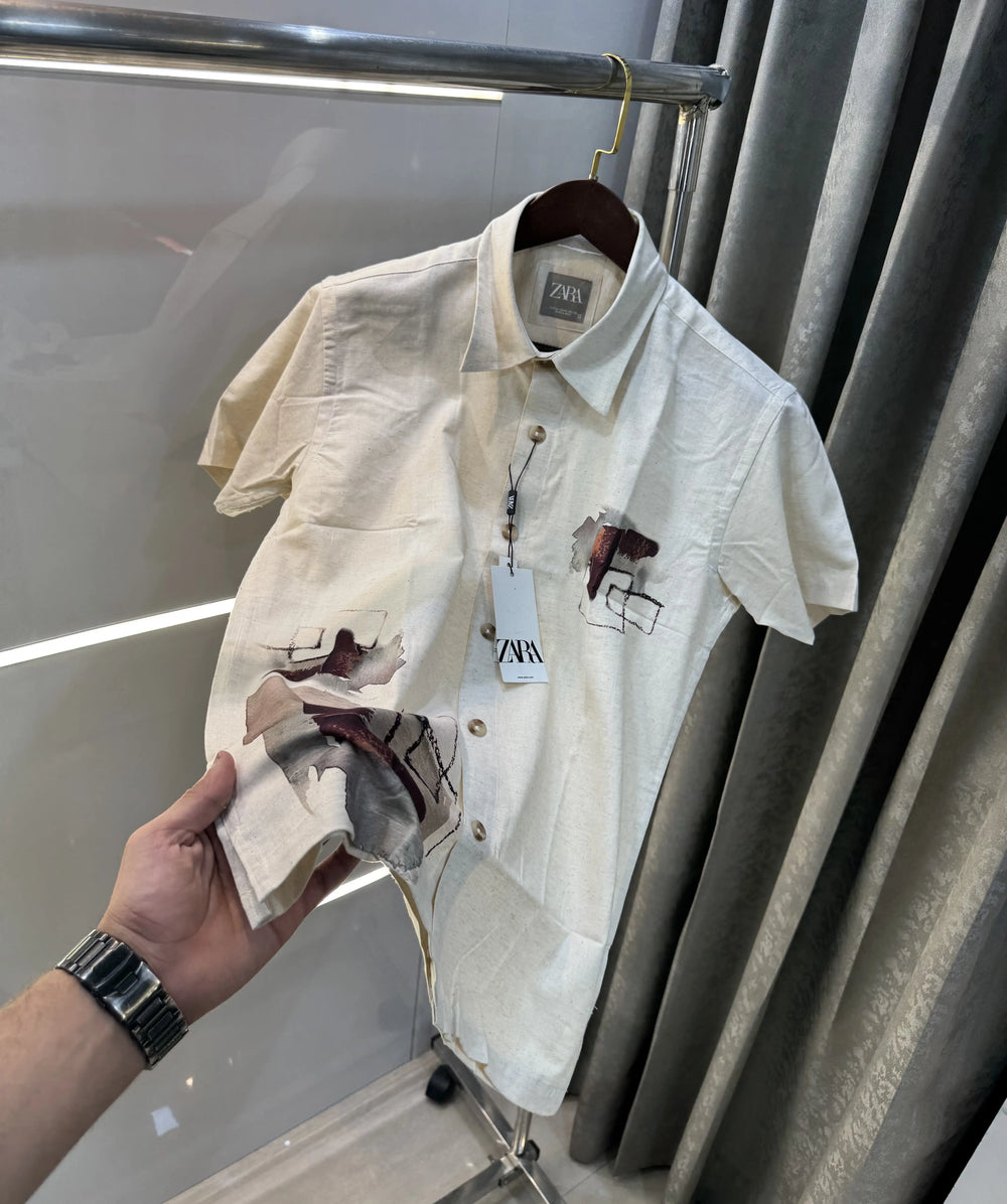 Zara Beige 8 Premium Linen Shirt