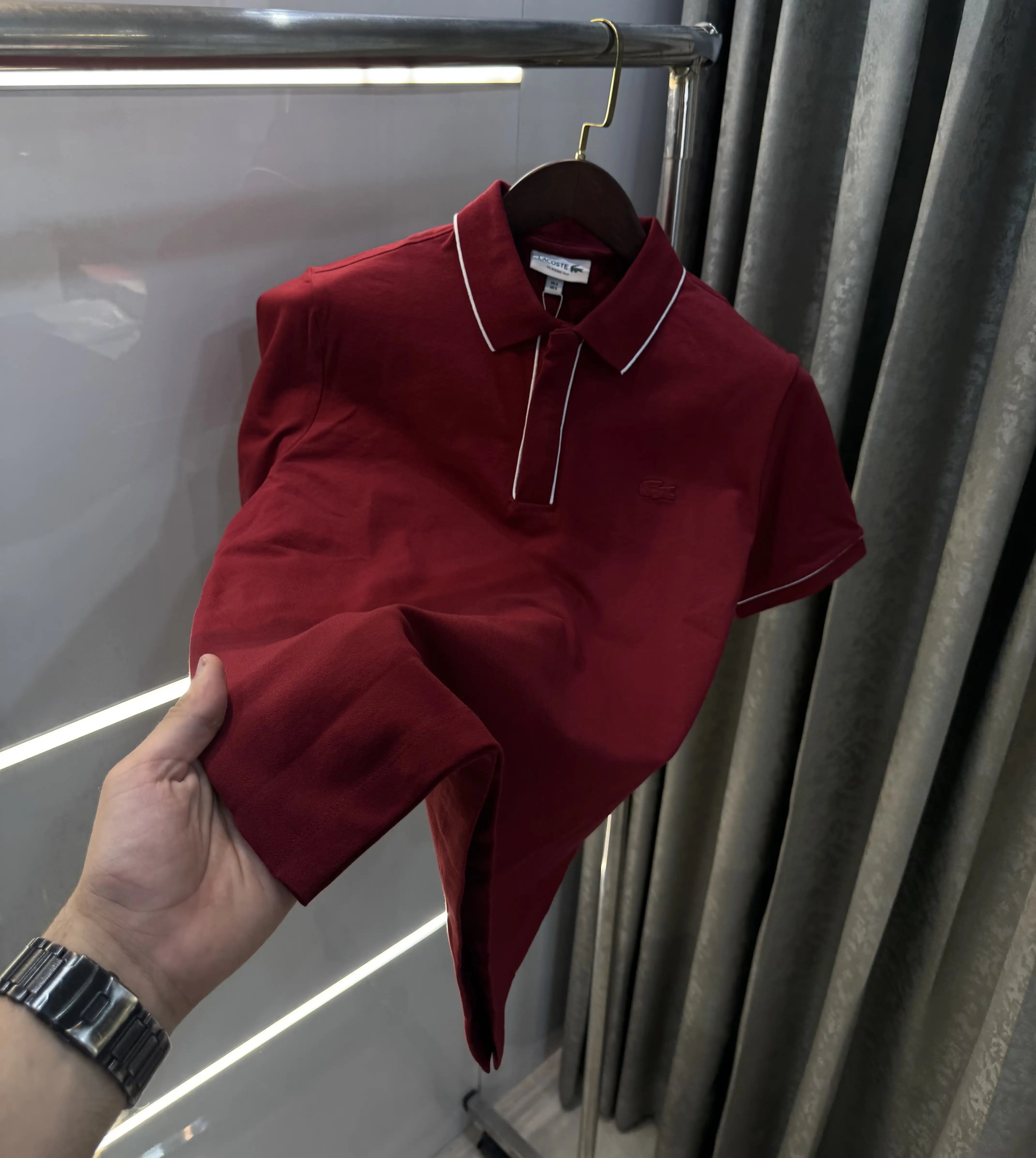 Lacost e Maroon Logo Work Premium Polo T-Shirt
