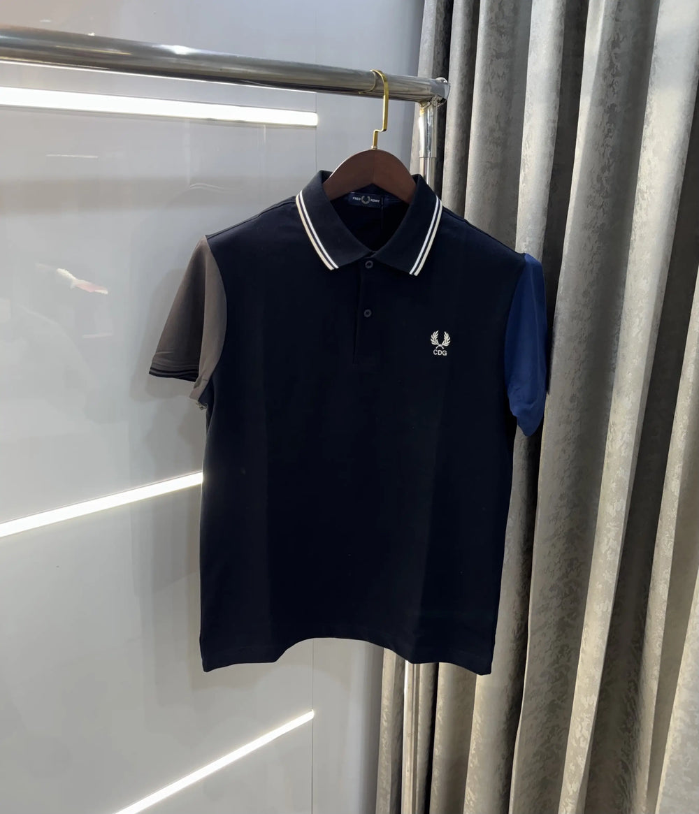 Fredperry Navy Blue Embroidery Logo Premium Polo T-Shirt
