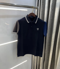 Fredperry Navy Blue Embroidery Logo Premium Polo T-Shirt