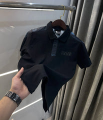 Versace Couture Black Collar Logo Imported Polo T-Shirt