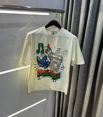 Adidas Cream Logo Print Imported Oversized T-Shirt