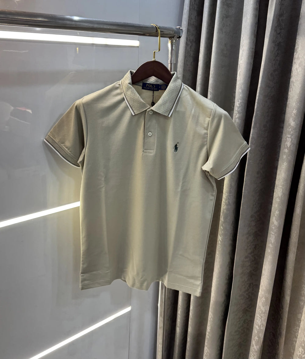 Ralph Lauren Beige Embroidery Logo Premium Polo T-shirt With Box Packing