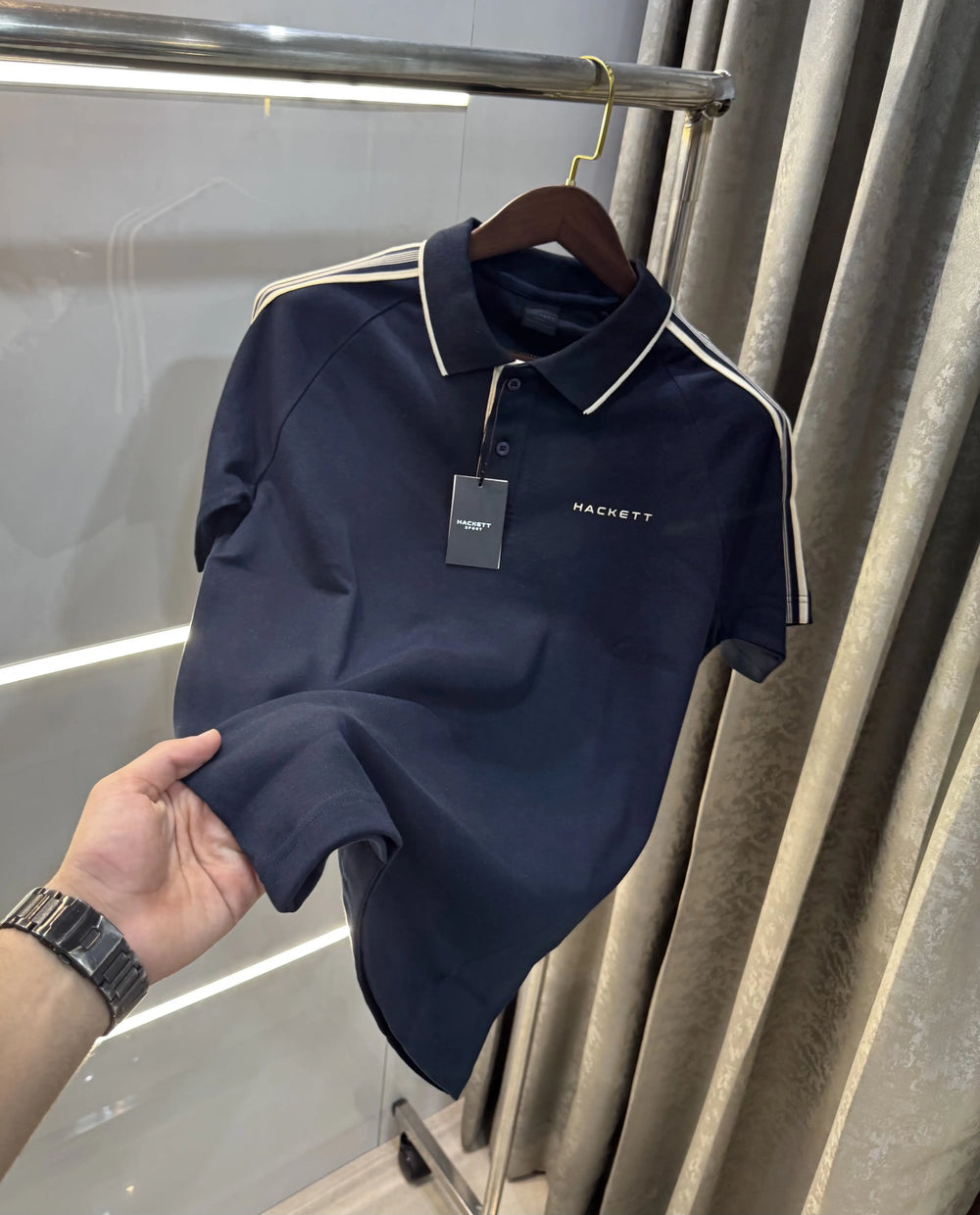 Hacke t Navy Blue Logo Work Premium Polo T-Shirt