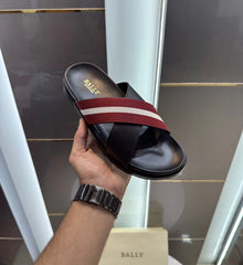 Bally Cross Premium Black Red Slide For Men